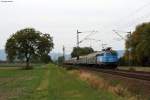 Mit dem Partyzug zum Wasen. Auch die AKE-Bahntouristik setzte 2012 einen Sonderzug zum Cannstatter Wasen ein. Am 06.10.2012 zieht die 1042 520-8 den DPF 349 Trier-Stuttgart durch die Sdpfalz Richtung Schwabenland. Aufgenommen bei Bhl-Iggelheim.