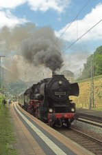 52 8134 bei der Abfahrt von Lambrecht (Pfalz) mit einem kurzen Dampfsonderzug im Richtung Neustadt (Wstr.). 1 Juni 2014.