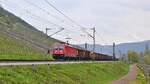 DB Cargo 187 110 mit gemischtem Güterzug in Richtung Trier (Pommern/Mosel, 17.04.2019)