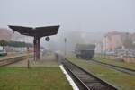 Blich auf den alten Bahnhof Überherrn am Morgen des 30.9.2023.