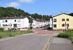 Blick auf den Bahhnübergang Denkmalstraße von Differten nach Überherrn.