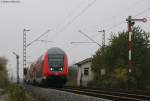 RE 4708 (Konstanz-Karlsruhe Hbf) mit Schublok 146 229-0 an der Bk Basheide 29.10.09