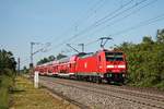 Nachschuss auf die Freiburger 146 238-1, als diese am Nachmittag des 23.05.2019 kurz vor Hp.