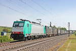 Mit dem  GTS -Containerzug (Piacenza - Zeebrugge) fuhr am Nachmittag des 24.05.2019 die ATLU/XRAIL E 186 211 südlich vom Haltepunkt Buggingen über die Rheintalbahn in Richtung Freiburg