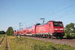 Mit ihrer RB (Offenburg - Neuenburg (Baden)) fuhr am Abend des 13.06.2019 die Freiburger 146 226-6  Baden Württemberg erfahren  südlich von Buggingen, wo sie im dortigen Haltepunkt einen