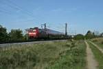 146 110-2 mit einem RE von Offenburg nach Basel Bad. Bf am Mittag des 19.10.13 bei Hgelheim.