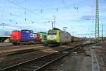 185 541-0 beim Umsetzten von Gleis 7 auf Gleis 5 am Mittag des 24.12.13 im Gterbahnhof Freiburg (Breisgau).