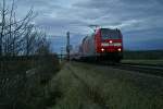 146 113-6 mit einem abendlichen RE von Offenburg nach Basel SBB am 06.01.14 westlich von Hgelheim.