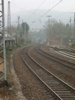 Die Bahnhofseinfahrt in Neckargemnd von Kleingemnd aus bzw. Neckargemnd Altstadt am 18.02.11