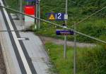 Anzeigeschild das dem Fahrgast anzeigt das auf der Kbs 705 zwischen Eberbach und Neckargemünd gebaut wird. 21.9.2013