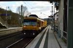 Nachschuß auf einen Schienenfräszug bei der Durchfahrt in Neckargerach.19.2.2014
