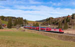 RE 4714	(Konstanz - Karlsruhe Hbf) mit Schublok 146 234-0  SWR 3  bei St.Georgen 22.3.23  