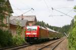 146 232-4 mit dem IRE 5191 auf Hhe des ehmaligen Bahnhofs Kirnach am 1.6.08