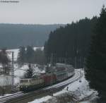 181 211-4  Lorraine  und 101 004-0(kalt) mit dem DLr 78843 (Donaueschingen-???) bestehend aus der Garnitur des  IC2370 der in Donaueschingen einen PU hatte.