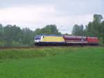Anfang Juni 2012 fuhr ein Messzug auf der Schwarzwaldbahn. Er pendelte stndlich zwischen Triberg und St-Georgen. Der Zug besteht aus der 185 406 die an Green Cargo gehrt, und die 146 542 die uhrsprnglich an Metronom geliefert werden soll. Hier in St-Georgen am 06/06/12.