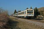 Das NE81-Dreigespann auf der Kaiserstuhlbahn bestand am 15.02.17 aus dem altlackierten Steuerwagen 926 204-8 und den beiden Triebwagen 626 129-0 und 626 128-2.