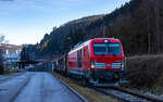 249 028 rangiert den ex EZK 55301 (Villingen(Schwarzw)-Neustadt(Schwarzw)) in die Papierfabrik Neustadt 16.12.24