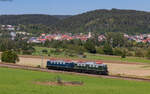 E40 128 und E41 001 im Schlepp als Tfzf 5604 (Seebrugg - Koblenz Lützel) bei Möhringen 18.9.24