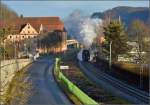 Antibild in Oberndorf mit 01 519. Die Lokfront im Schatten macht das Bild fast ein wenig interessanter. Dezember 2015.
