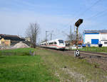 ICE 4 Zug 9004 im Filstal bei Salach auf dem Weg Richtung Ulm am 1.4.2017.