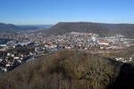 24.12.2017 Geislingen,Ruine Helfenstein - kompletter Blick auf den Bahnhof Geislingen 