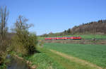 111 110 mit RE 4213 nach Biberach(Riß).(Lonsee 20.4.2019).