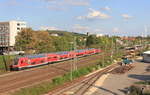 RE Lindau-Stuttgart geschoben von einer 146.2 am 11.09.2020 in Oberesslingen.