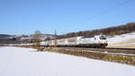 193 767 mit dem Ekol-KLV in Richtung Ulm.(Uhingen(Fils)13.2.2021).