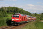 RE 22304 (Ulm Hbf-Sigmaringen) mit Schublok 245 007-0 bei Scheer 5.6.19