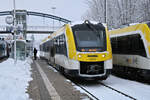 SWEG 622 313 steht in Ehingen(Donau) als RS3 zur Fahrt nach Ulm Hbf bereit. (02.12.2023)