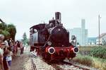 Museumsdampflok 98 812 auf der Nebenbahn Amstetten-Gerstetten (WEG), die Lok rangiert auf dem Verbindungsgleis der WEG zur DB Amstetten Bahnhof (26.06.1983) 