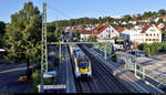 Bereits bei Schatten durchfahren zwei 8442 (Bombardier Talent 2) den Hp Wernau(Neckar) auf Gleis 2.