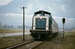 DB-Nebenbahn Wendlingen-Kirchheim-Oberlenningen mit DB-Lok 212 236-4 und einem relativ kleinen Zug auf dem Weg nach Kirchheim (26.03.1984)