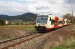 VT 221 und 213 fahren als HzL 88264 (Aulendorf-Tbingen) am 13.