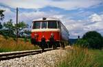 Am 29.10.1984 war dieser MAN-Schienenbus auf der Hohenzollerischen Landesbahn als einzelner Wagen unterwegs.