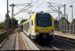 1430 051-1 (ET 6.08) und 1428 518-3 (ET 4.04 | Stadler FLIRT 160) durchfahren den Hp Ellental auf Gleis 2.