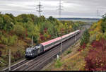 1116 158-7 (Siemens ES64U2) ÖBB, mit Werbung für die Sterneaktion  Licht ins Dunkel  und mit Schublok 1116 174-4 als EC 113  Blauer Enzian  (Linie 62) von Frankfurt(Main)Hbf nach Klagenfurt