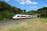 Zwei neue ICEs der Baureihe 407 als ICE 516 München-Dortmund beim Saubuckel-Tunnel bei Illingen (Württ), 24.06.2014.