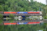 232 703 im August 2017 auf der Neckarbrücke in Rottenburg.