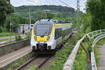 Nachschuß auf den bei der Einfahrt in Neudenau zusehenden RB18 Triebwagen  am Dienstag den 27.7.2021.