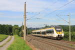 Am 18.06.2019 verlässt 3442 714 als RB Gaildorf West-Stuttgart Hbf den Bahnhof Fornsbach. 