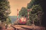 15.07.1992 an den Asignalen des Bf. Oppenweiler 218 383-8 ( Bw NRH) mit E 3100 von Crailsheim nach Stuttgart .Murrrbahn wurde 1996 elektrifiziert für 50 Millonen DM.