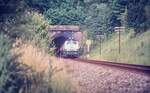 15.07.1992 Schanztunnel 218 214 -5 mit E 3102 nach Crailsheim .Murrrbahn wurde 1996 elektrifiziert für 50 Millonen DM.