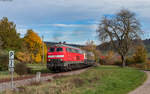 218 451 mit einem Sonderzug für Filmaufnahmen bei Fützen 17.10.24