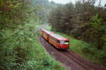 Am 27.05.1983 war einer der letzten Uerdinger Schienenbuszüge nach Calw unterwegs.