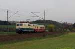111 001 durchfährt am 07.04.2014 den Frankenwald bei Blumau (Kronach) in Richtung Saalfeld.
