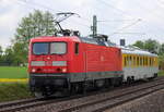 114 501-0 DB Systemtechnik mit einem Messsteuerwagen bei Bad Staffelstein am 07.05.2012.