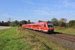 DB 612 155 ist als RE30 (Nürnberg Hbf - Hof Hbf) zwischen Oberkotzau und seinem Ziel Hof Hbf unterwegs.