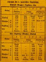 Fahrplan der k. baierischen Staatsbahn für die Strecke Simbach-München-Augsburg-Ulm; abgedruckt im Rieder-Wochenblatt, Augabe 5.Juni 1871; Bildaufnahme:250108