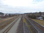 Ein Teil der Gleisanlagen am 12.02.2020 in Garching (Alz).